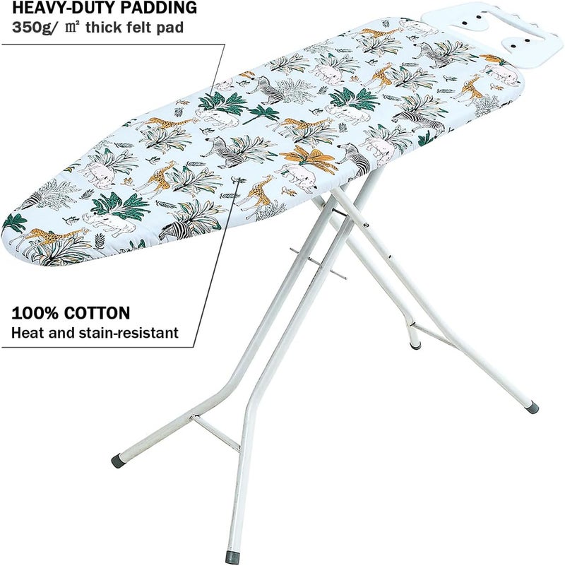 LCLW Ironing Board Cover and Pad Standard Size 15 x 54,3 Pairs of Hook and Loop Fastener Straps,Elastic Edges,2 Layers Ironing Board Cover with Thick Padding (F Pattern) - Image 3